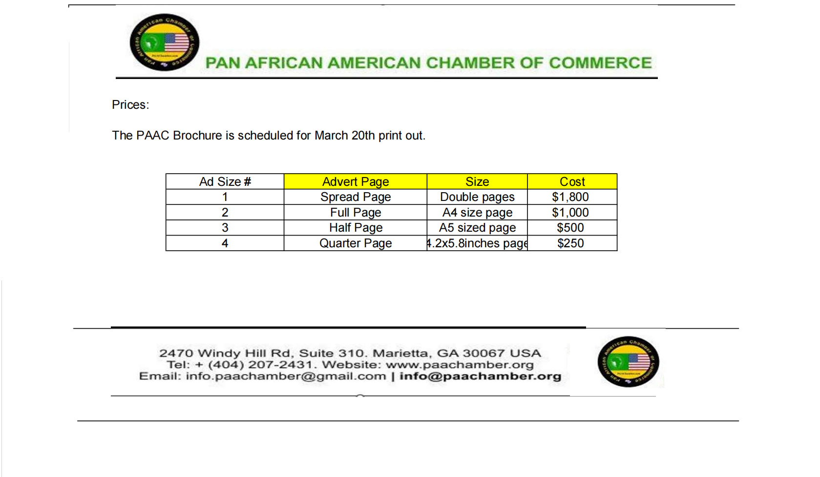 paac Schedule