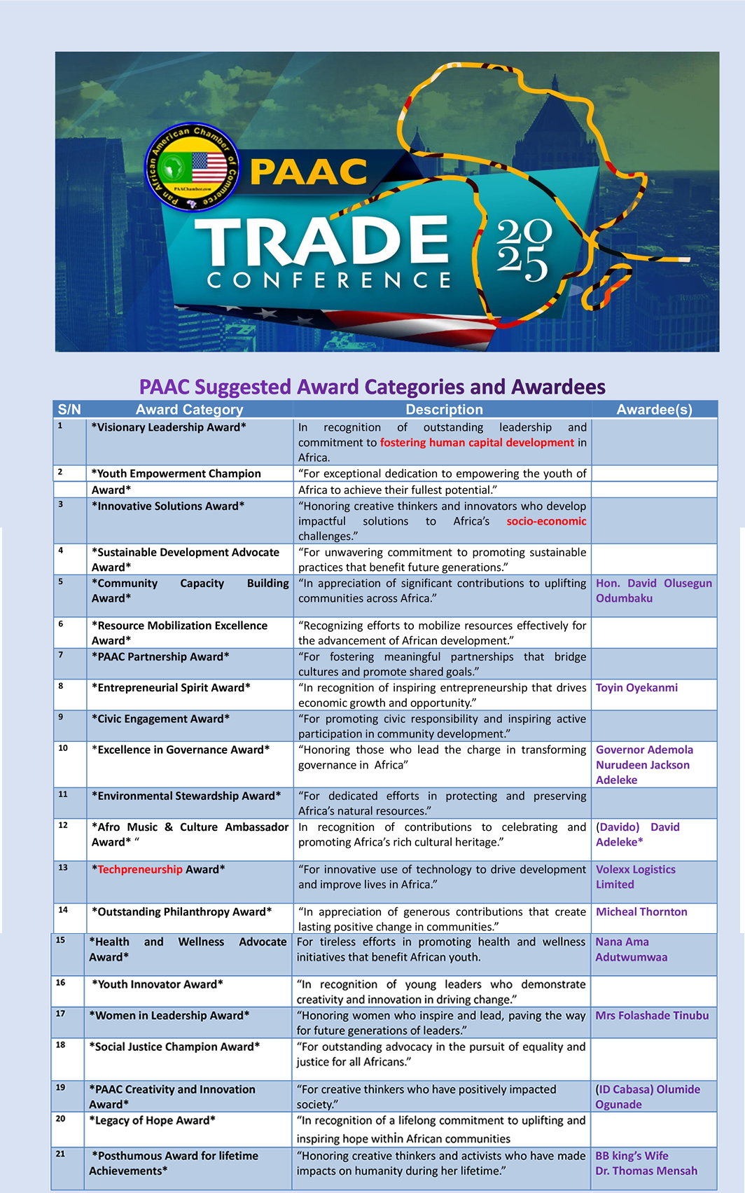 paac Schedule